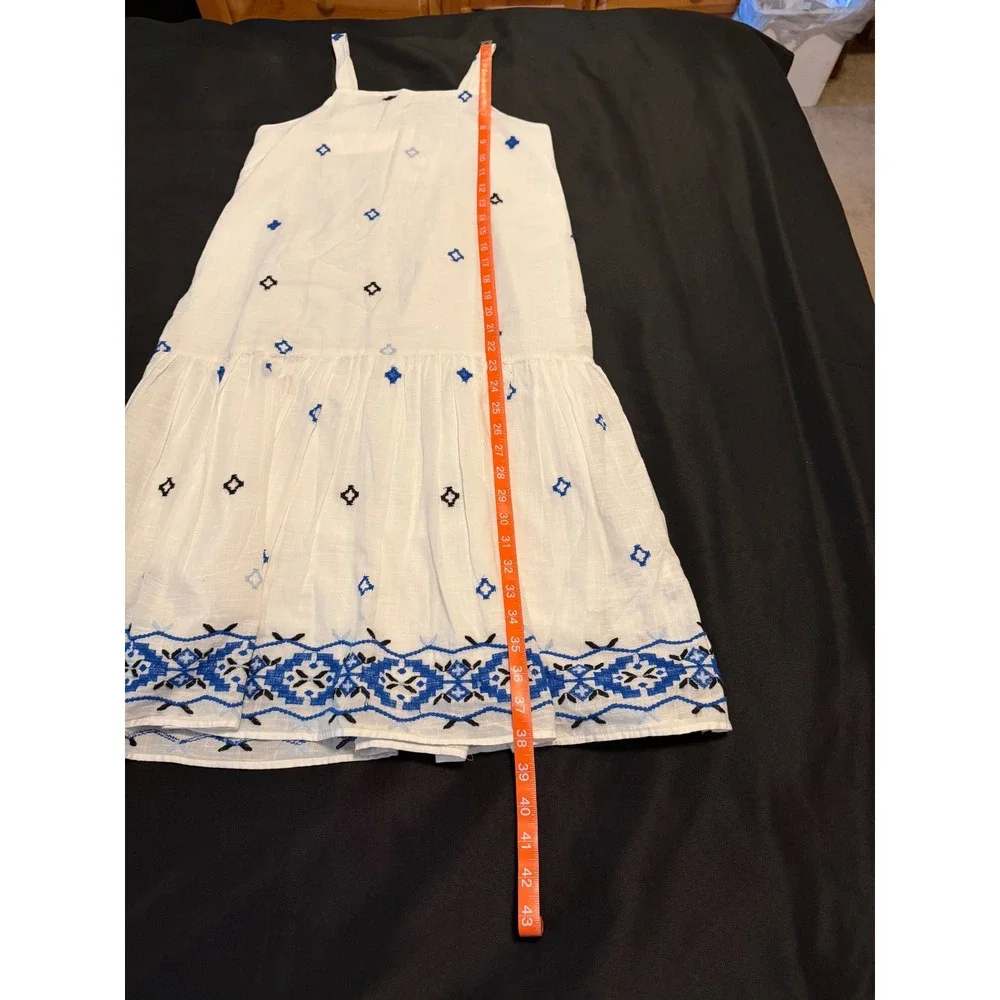 Zara Girls White Blue Embroidered Tiered Midi Sundress Size 13-14 164 NWT